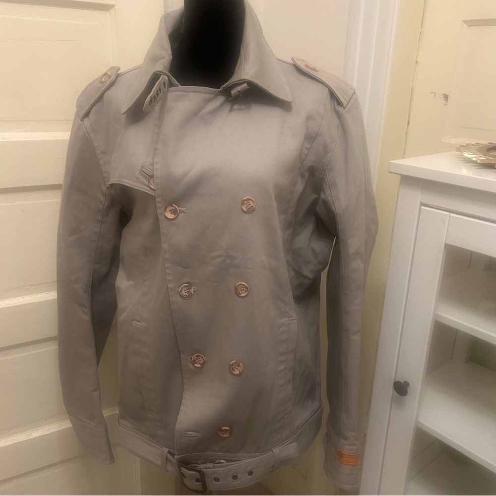 DIESEL Canvas Trench Jacket Streetwear Heavy Double Breasted XL